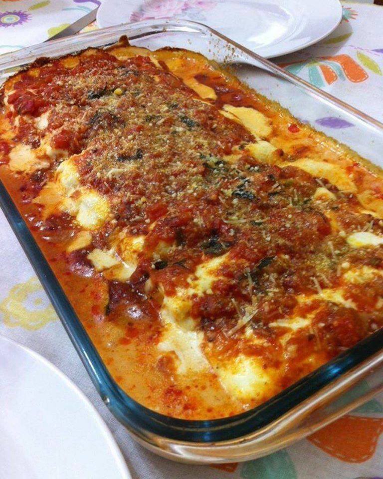 Canelone Recheado de Presunto e Queijo com Molho Sensacional