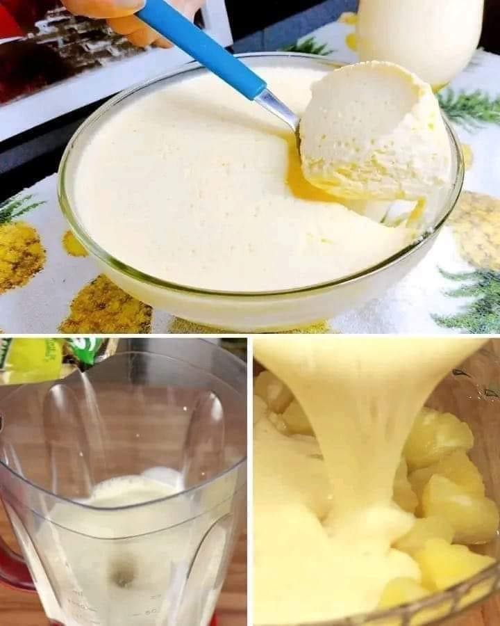 Mousse de abacaxi com pedaços