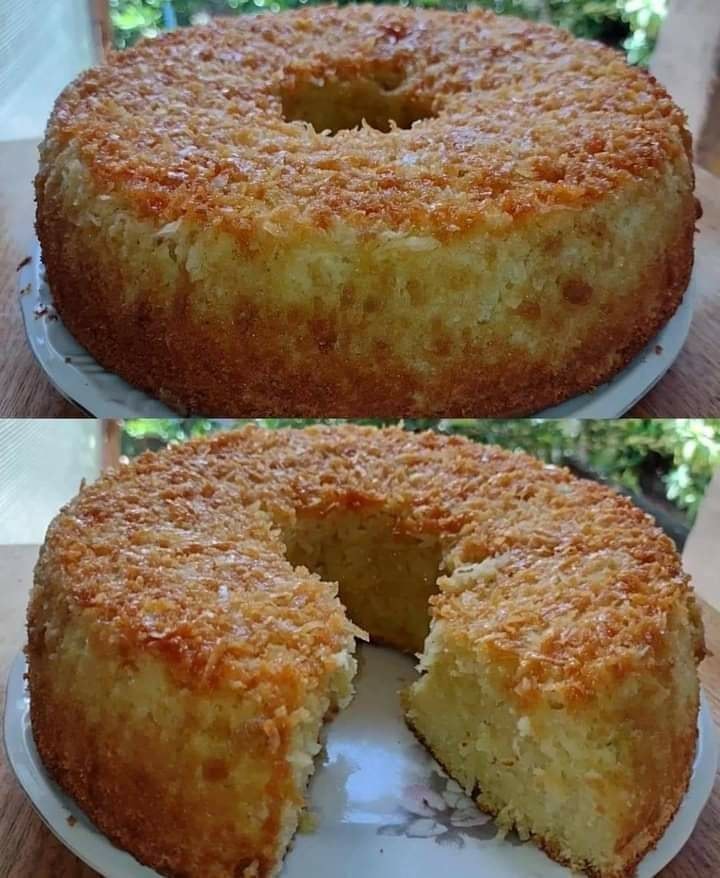 Bolo de Coco de Liquidificador com Calda de Coco