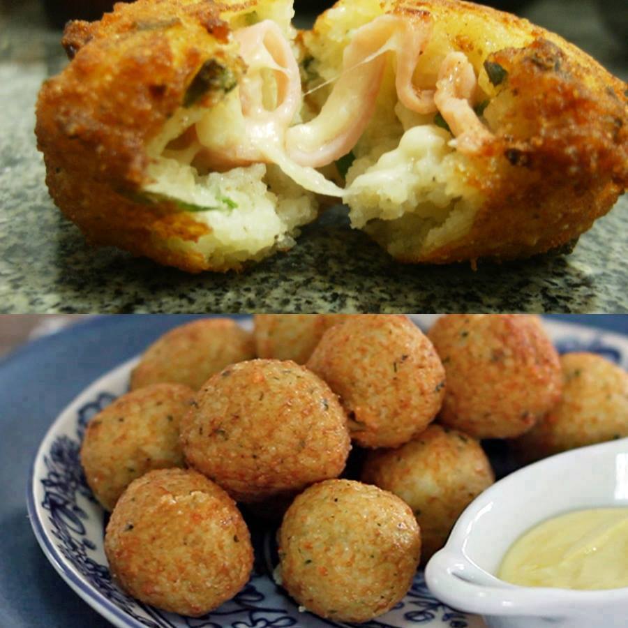 Bolinho de arroz Recheado com Presunto