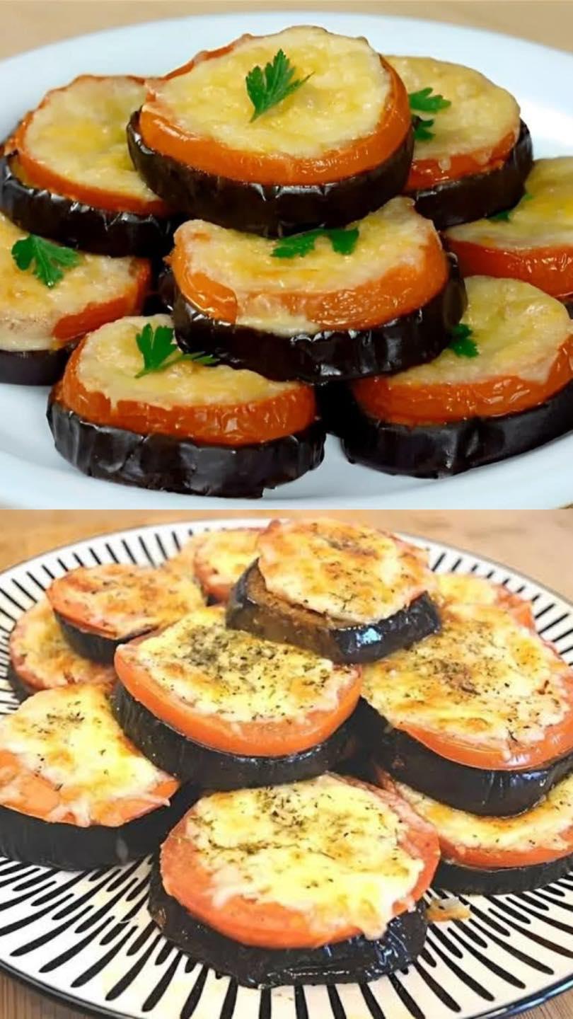 Berinjela no forno com queijo e tomate