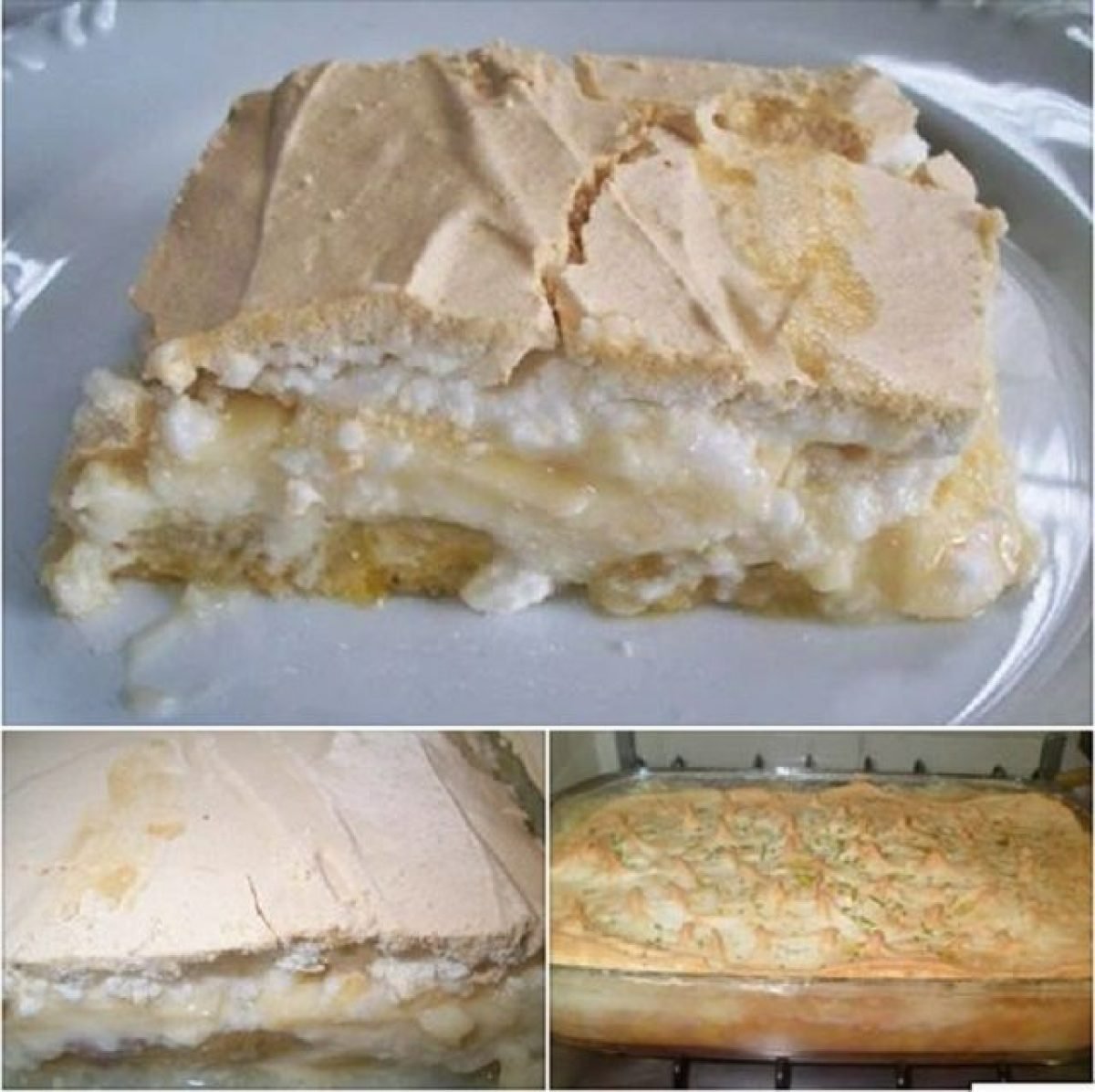 Torta de Banana com Creme e Suspiro Gelada