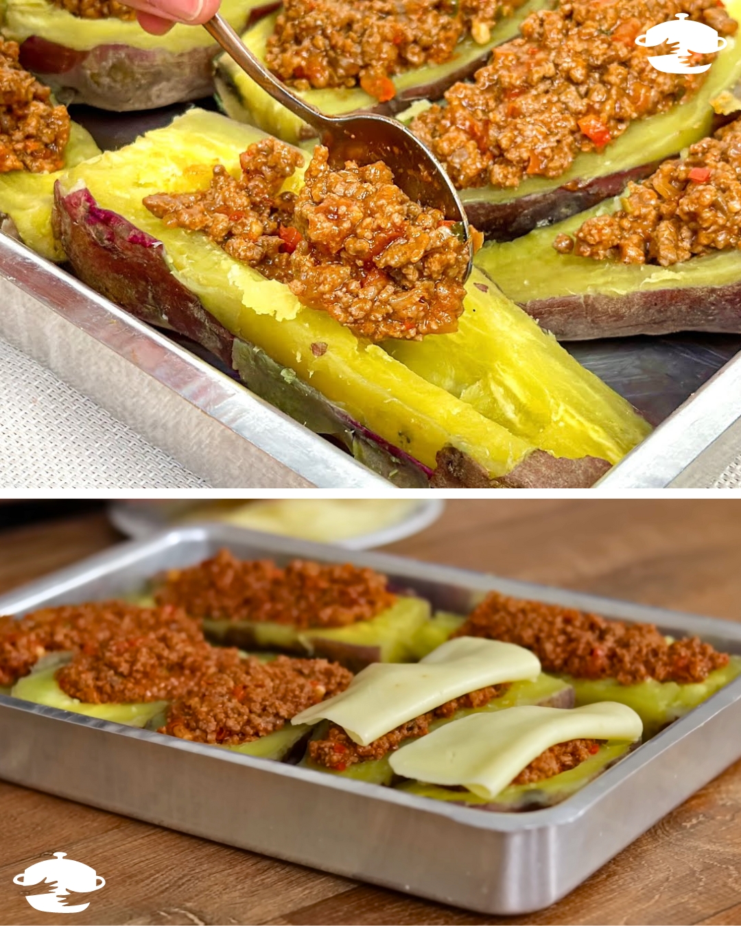 Batata doce recheada no forno