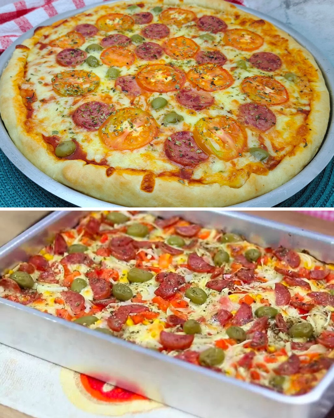 Pizza Caseira de calabresa com queijo