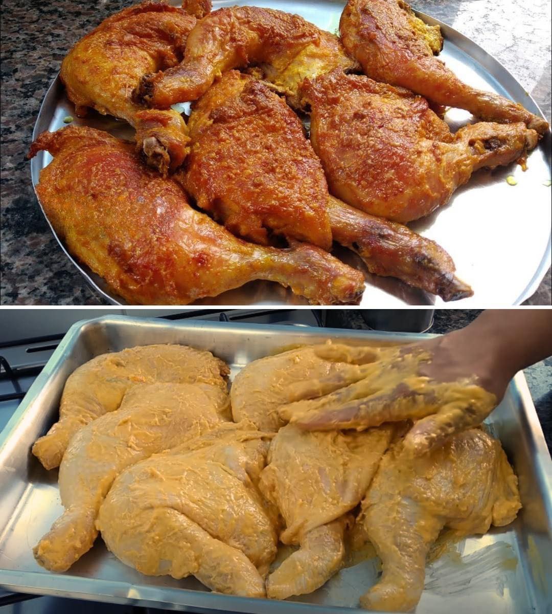 Coxa e sobrecoxa de frango assada na Maionese