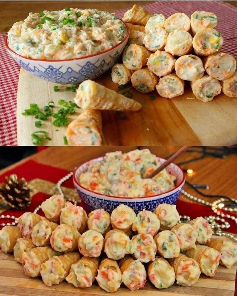 Canudinhos de atum e maionese