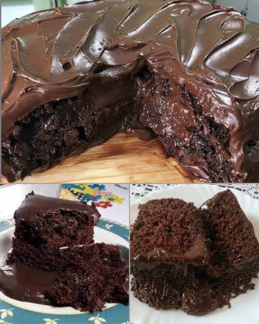 Bolo de Chocolate Molhadinho com Ganache Cremosa