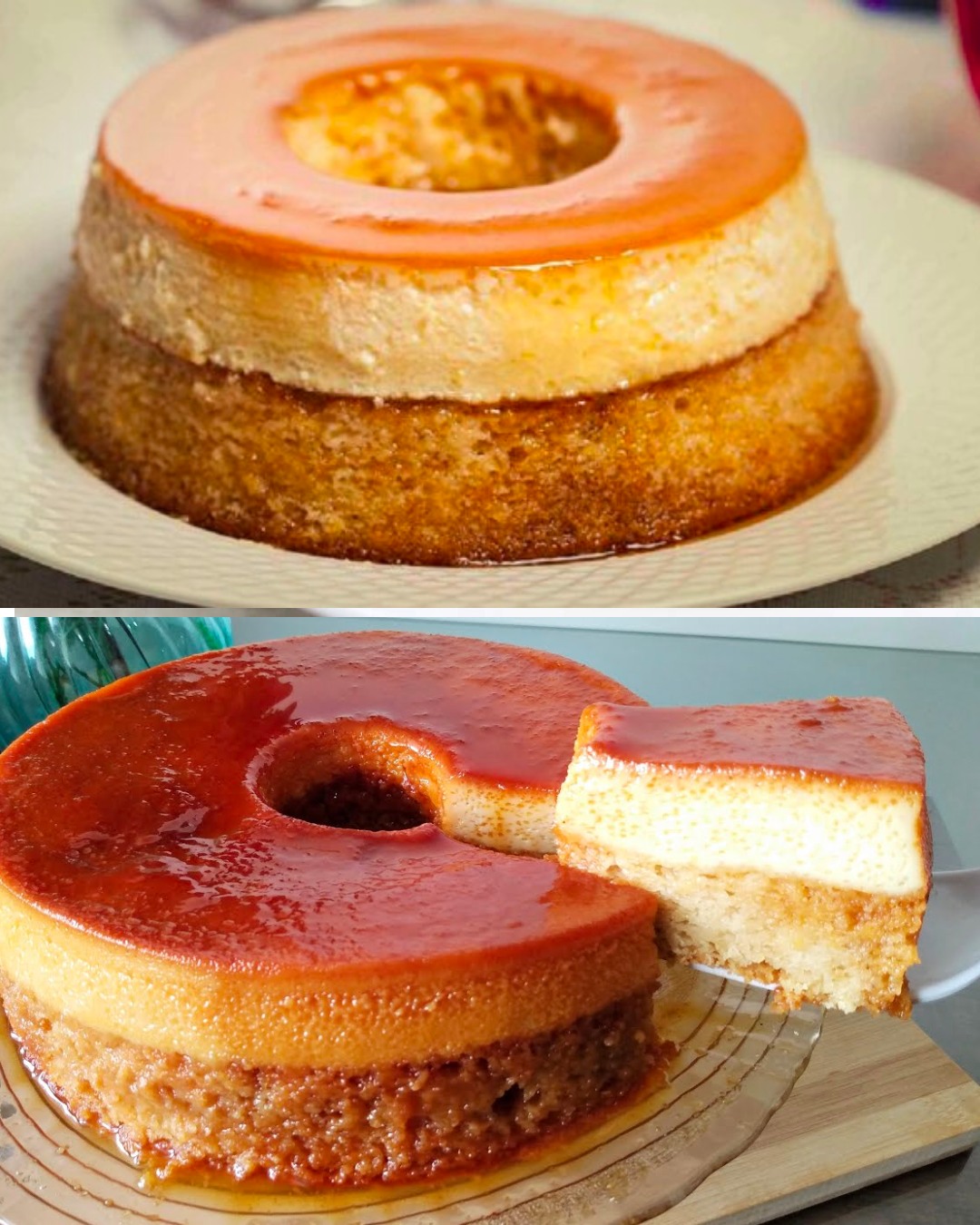 Bolo de pudim Simples com Calda de Caramelo