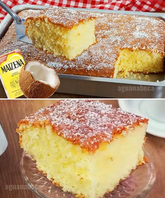 Bolo de maizena com coco super delicioso