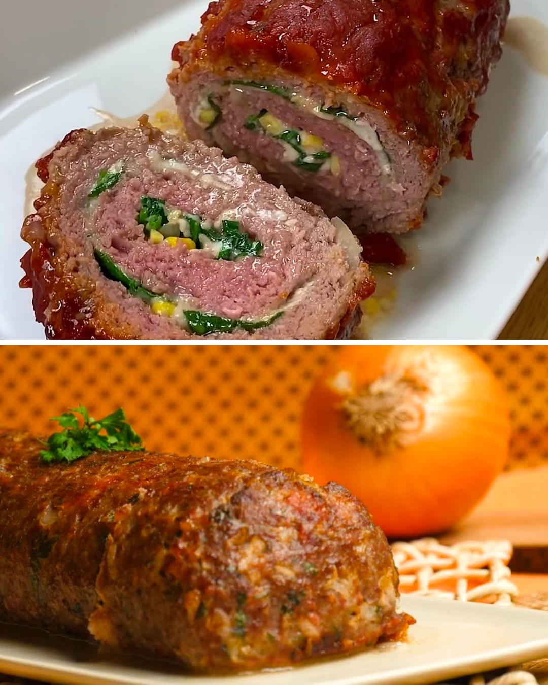 Rocambole de Carne Moída com Espinafre